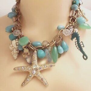Patra Brand Starfish Seahorse Jewels Shell Motif Necklace Cruise Beach Glam